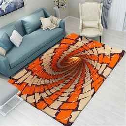 Carpets Flannel Alfombra Abstract Pattern For Living Room Bedroom Large Area Rug Kids Play Floor Mat Child Vortex Illusion Rugs