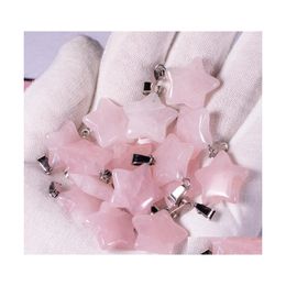 Charms Natural Crystal Opal Rose Quartz Tigers Eye Stone Star Shape Pendant For Diy Earrings Necklace Jewelry Making Drop Delivery F Dhzjs