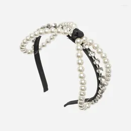 Christmas Decorations Fashionable Accessories Korean Style Sweet Spring And Summer Big Hollow Pearl Bow Headband Elegant Hair Pin