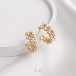 Hoop Earrings 6Pcs Colour Retention 14K True Gold Filled Copper 18MM Flower Half Round DIY Jewellery Making Accessories Findings