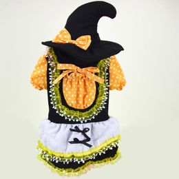 Dog Apparel Pet Cat Clothes Teddy VIP Halloween Witch Hat And