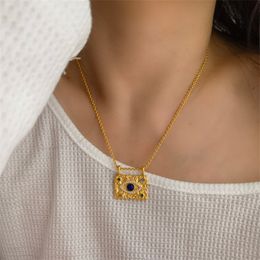 Colored Zircon Devil's Eye Pendant Necklace Women's Light Luxury Small Design Accessories Temperament All-Match Collar Chain