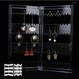 Jewelry Pouches Organizer ABS Earring Necklace Storage Door Hanging Holder Rack Transparent Display Stand With 60 Holes