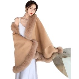 Scarves Luxurious Wool Wraps Cape With Real Fur Trim And Inside Hook Scarf Shawl White Brial CapeScarves ScarvesScarves