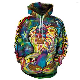 Men's Hoodies Men Graffiti Rasta Monkey Elder Meditation Rafiki Hoodie Thin Orangutan Women Hooded Sweatshirt Casual Printing Plus Size 5XL