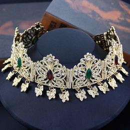 Tiaras Neovisson High Quality Gold Colour Algeria Hair Jewellery Tiaras Arabian Women Forehead Chain Hair Chain Bride Wedding Jewellery Z0220