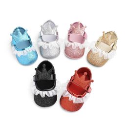 0-18M Autumn Spring Newborn Girls PU Leather Moccasins Sequin First Walkers toddler Shoes Wholesale