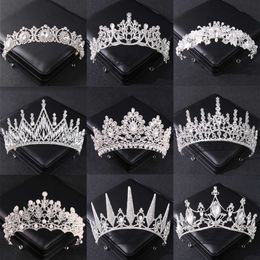 Tiaras Silver Color Crystal Tiaras And Crowns For Bride Women Party Queen Bridal Wedding Hair Accessories Jewelry Headpiece Crown Tiara Z0220