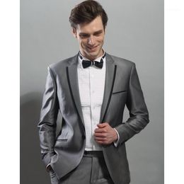 Men's Suits Black Edge Jacket As Groom Tuxedos Groomsman Suit Wedding Custom Made Man For Clothes(Jacket Pants) & Blazers