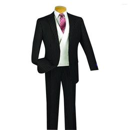 Men's Suits High Quality Men Notch Lapel Man Stripe Black Groom Tuxedos Wedding/prom 3 Pieces( Jacket Pants Vest Tie )E144