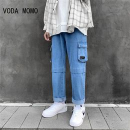 Men's Jeans Wide Leg Jeans Pants Men Japanese Harajuku Cargo Pants Streetwear Skateboard Pants Vintage Pocket Trousers Techwear Clothes 230221