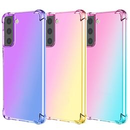Gradient Shockproof Soft TPU Cases For Samsung S23 Ultra Plus A23E 5G A14 A54 A04E 4G A34 5G A04 Core Four Corners Airbag Air Bag Anti Shock Cover Clear Phone Back Skin