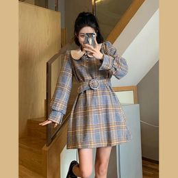 Casual Dresses TSXT Autumn 2023 Fashion Sweet Temperament Long Sleeve Round Collar Print Splice Tight Comfortable Short Dress