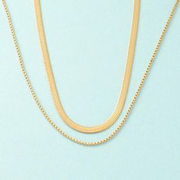 Chains 10Pcs/Lot Gold Colour Stainless Steel Double Layers Box Chain Necklace For Women Men Hip Hop Fashion Jewellery Gift
