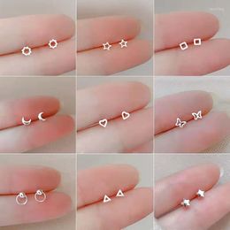 Hoop Earrings 925 Silver Needle Mini Crystal Butterfly Small Stud For Women Flower Cartilage Tragus Ear Piercing Jewellery