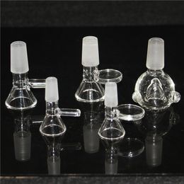 Thick Round Glass Bowl Herb Dry Oil Burner Hookahs With Handle 3 Types 10mm 14mm 18mm male female bowls