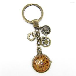 Keychains Retro Gears And Time Gem Clock Charms Vintage Keychain Accessory