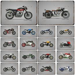 Motorcycle Vintage Metal Posters Racing Decorative Tin Signs Auto Club Wall Art Plaques For Modern Home Garage Decor Aesthetics 20x30cm Wo3