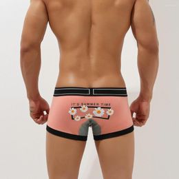 Underpants SEOBEAN MEN'S Underwear U Convex Boxer Briefs Fashion Comfortable Cotton Small Wrinkle Chrysanthemum Wholesale 00214