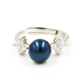 Jewellery Settings S925 Sterling Sier Ring Accessories Wholesale Pearl Mounting Adjustable Fine Zircon Flower Ps Dhbk4