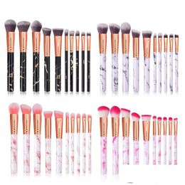 Makeup Brushes 10Pcs Professional Marble Soft Brush Set Foundation Powder Beauty Make Up Tools Drop Delivery Health Accessories Dhxzr