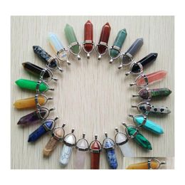 Charms Fashion Natural Stone Sharp Crystal Pendant Quartz Rock Chakra Necklace Jewellery Findinngs Drop Delivery Findings Components Dhp8Z