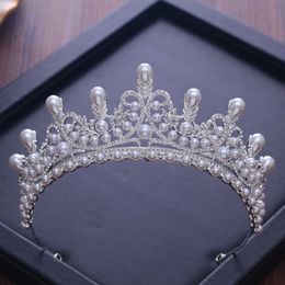 Tiaras Tiaras And Crowns Luxury CZ Pearl Princess Pageant Engagement Wedding Hair Accessories For Bridal Jewellery Shine Crystal Crown Z0220