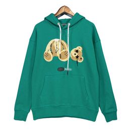 Erkek Hoodies Sweatshirt Kırık Başlı Ayı İşlemeli Yıldız Gözleri Kapşonlu Gevşek Amerikan Kadın Kazak T2302203