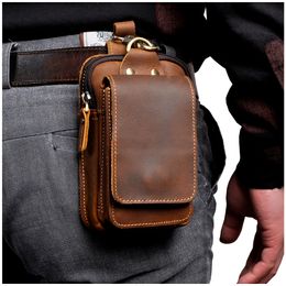 Waist Bags Fashion Quality Leather Small Summer Pouch Hook Design Pack Cigarette Case 6" Phone Belt 1609 230220