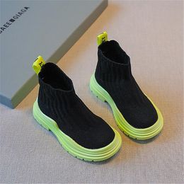 New Style Children's Sneakers girl's 2023 Spring Fashion High-top Boots Elastic Fabric Kids Boys Girls Casual Sports Shoes Toddler baby Chaussures