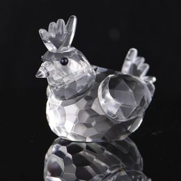 Decorative Objects Figurines Crystal Chicken Collection Glass Animal Paperweight Miniature Craft Home Table Decor Christmas Kids Favour Gift 230221