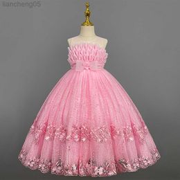 Girl's Dresses Flower Girl Wedding Banquet Dress For 3-12 Years Kids Evening Embroidery Birthday Party Dresses Gown Pageant Princess Lace Dress W0221