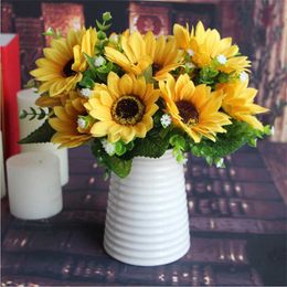 Decorative Flowers Bouquet Different Styles Mini Rose Artificial Silk Sunflower Flower Home Wedding Decoration Cheap DIY Scrapbooking Fake Flower