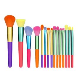 Makeup Brushes 15Pcs Colorf Set Rainbow Foundation Powder Contour Eyeshadow Drop Delivery Health Beauty Tools Accessories Dhctt