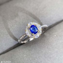 Cluster Rings KJJEAXCMY Fine Jewellery S925 Sterling Silver Inlaid Natural Sapphire Girl Exquisite Ring Support Test Chinese Style
