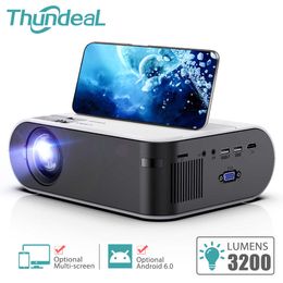 Projectors ThundeaL TD60 Mini Portable Projector WiFi Android 60 for 1080P Video Proyector 3200 Lumens Phone Smart 3D Beamer Home Cinema J230221