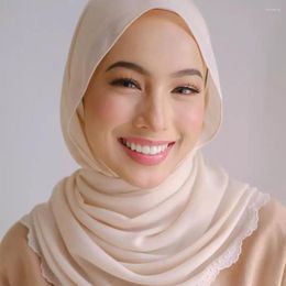 Ethnic Clothing Sulam Hijab Shawl Embroidered Scallop Headscarf Est Premium Heavy Chiffon Embroidery Edge Shawls Scarf