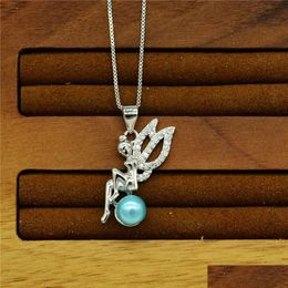 Jewellery Settings S925 Sterling Sier Pendant Exquisite Fairy Pearl Diy Accessories Mountings Women Necklace Mounts For 8Mm Dhyl8