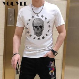 Men's T-Shirts Men's Short Sleeve Tshirt Skull Diamond Pattern Design Hip Hop Street Style Cool Handsome Men Tees Casual Cotton Top Clothing Z0221