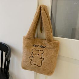 Evening Bags Bear Plush Shoulder Bag Warm Cloth Fabric Handbag Soft Canvas Women Tote Large Capacity Shopping Book For Ladies