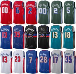 Men Woman Print Basketball Isaiah Stewart Jerseys 28 Jalen Duren 0 Rodney McGruder 17 Marvin Bagley III 35 Alec Burks 5 Hamidou Diallo 6 City Classic Breathable Color