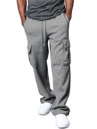 Men's Pants Solid Cargo Long Casual Fashion Trend Cool Loose Drawstring Pockets Oversize Male Sport Trouser Plus Size 230221