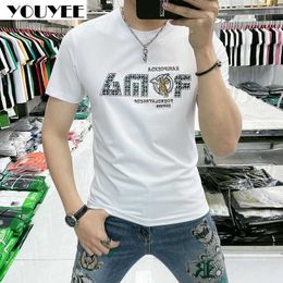 Men's T-Shirts Short Sleeve Tshirt Men's Slim Casual Print Hot Diamond 2022 Summer New Fashion M7XL Male Tees High Quality Man Top Clothing Z0221