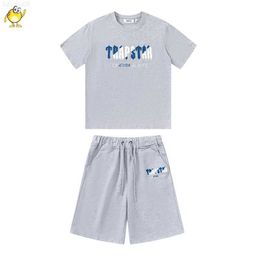 Men's T-Shirts Grey Trapstar T Shirt Men Woman Streetwear ONeck Blue White Towel Embroidery Fashion Short Sleeve Best Quality Heavy Fabric Tee Z0221