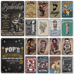 Vintage American Men Hairstyle Metal Poster Hair Design Tin Sign Barbershop Wall Art Decoration Plaque for Home Decor Aesthetic 20x30cm Wo3