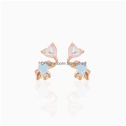 Stud Earrings Ins Inlaid Zircon Pink Heart Elephant Earring Simple Cute Goldplated Colour Animal For Women Girls Fashion Jewellery Dhrkg