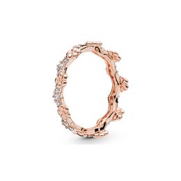 18K Rose Gold Flower Crown RING for Pandora Authentic Sterling Silver Wedding designer Jewelry For Women Girlfriend Gift CZ Diamond Rings with Original Box Set