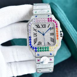 Full Diamond Mens Watch Automatic Mechanical 8215 Movement Watches 40mm With Diamond-studded Steel Bracelet Sapphire Women Wristwatches Montre de Luxe