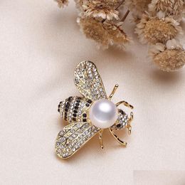 Jewellery Settings Wholesale Luxury Pearls Brooch Chamqueen Honey Bee Brooches Rhinestone Insect Themed Broochs For Diy Drop D Dhvsn