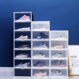 Over sized side opening basketball shoe box clear plastic storage boxes men's and women's thickened flip dust proof sneaker Organiser high heels containers case
